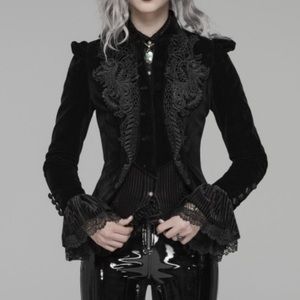 PUNK RAVE BLACK VINTAGE GOTHIC LACE VELVET SHORT